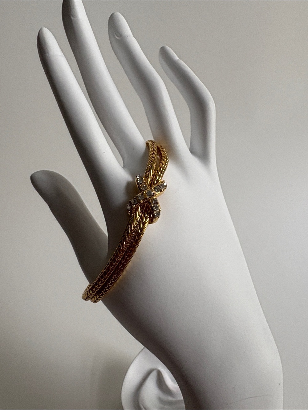 Gold Rope Chain Bracelet Crystal Knot Accent Elegant Jewelry